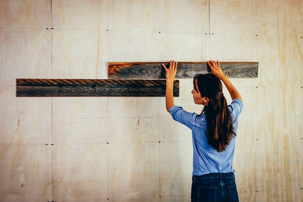 How to install reclaimed peel and stick wood wall paneling. How to install reclaimed wood shiplap paneling for your remodeling/decorating DIY project.