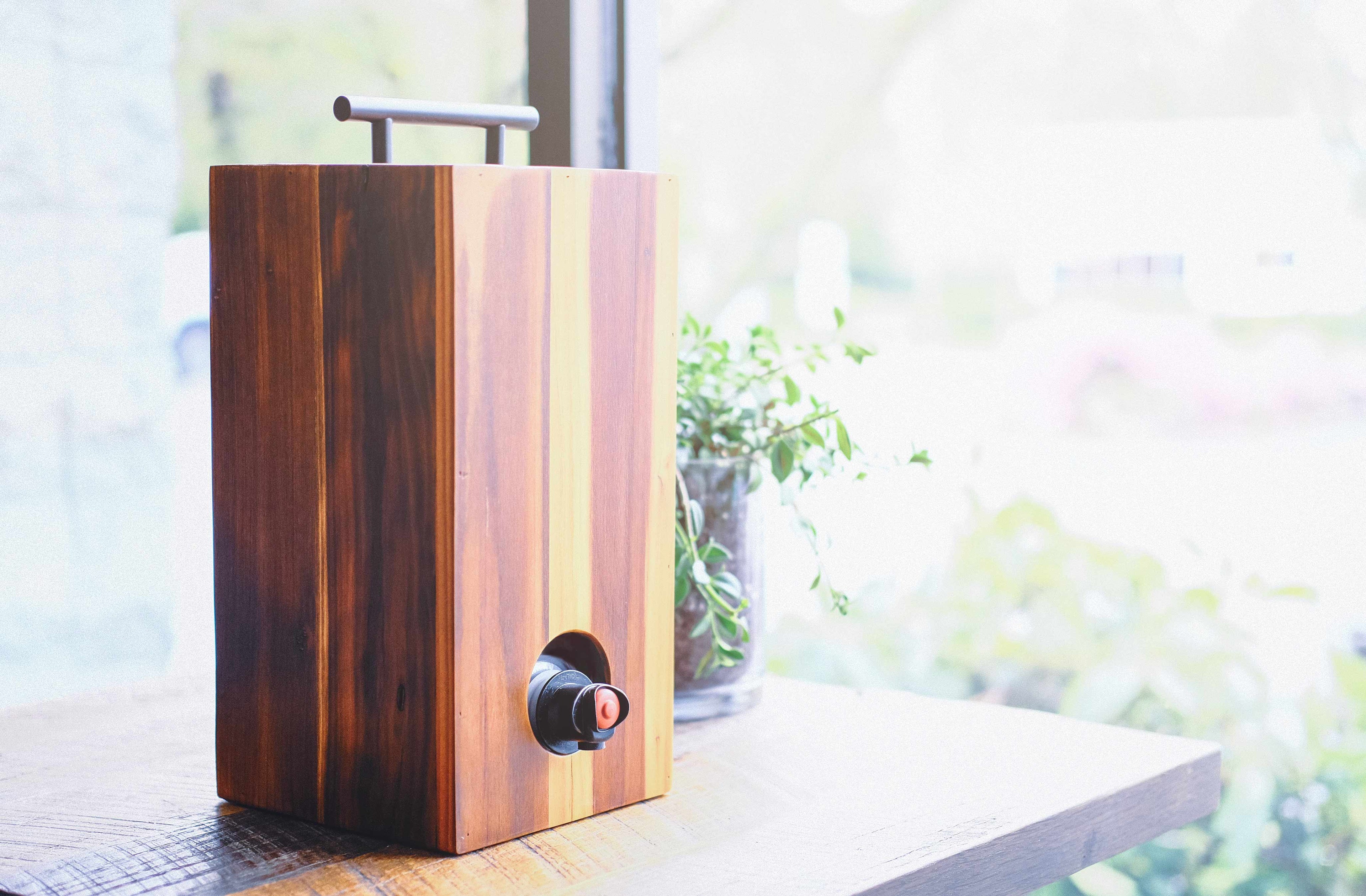 Weekend Walls solid wood wine box beverage dispenser 
