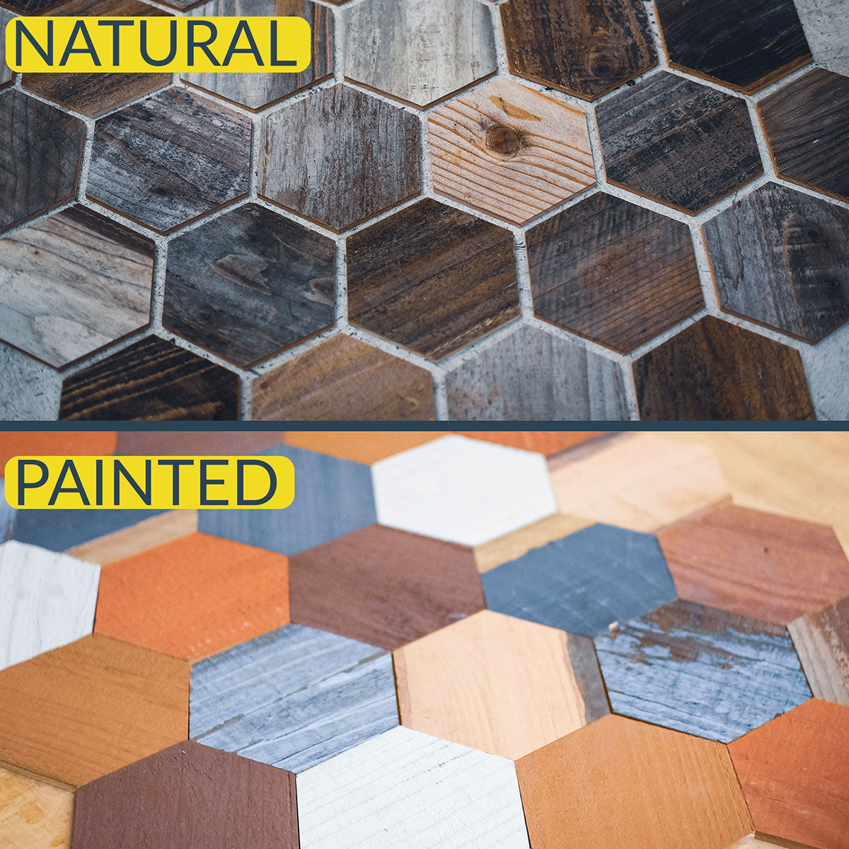 PEEL AND STICK HEXAGON WOOD TILES - WeekendWalls